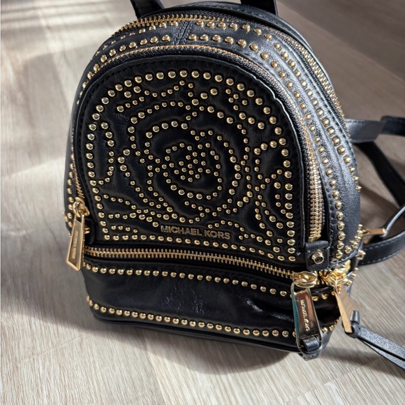 Michael Kors Black Backpack with Gold Studs - Picture 2 of 7